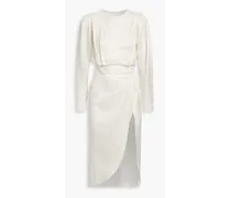 Jade asymmetric satin-jacquard dress - White