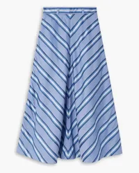 Etro Striped cotton and silk-blend midi skirt - Blue Blue