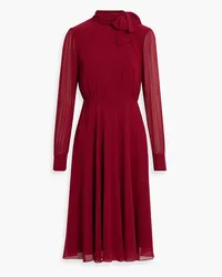 Mikael Aghal Tie-detailed chiffon dress - Burgundy Burgundy