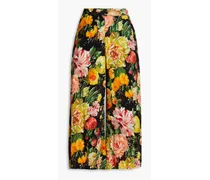 Floral-print crepe culottes - Black