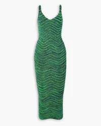 Isa Boulder Body Curl ribbed stretch-knit midi dress - Green Green