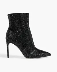 René Caovilla Virginie crystal-embellished suede ankle boots - Black Black