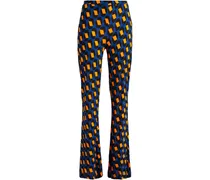 Caspian printed stretch-jersey flared pants - Blue