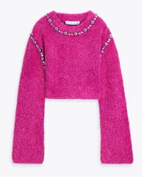 Area Cropped embellished cotton-blend sweater - Pink Pink