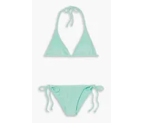 Pamela stretch-cotton terry triangle bikini - Green