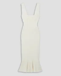 GALVAN Atalanta pleated stretch-knit midi dress - White White