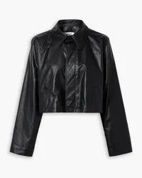 Maison Margiela Cropped distressed faux leather jacket - Black Black