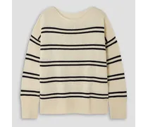 Striped wool and cashmere-blend sweater - White