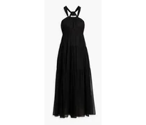 Marcy tiered silk-georgette midi dress - Black
