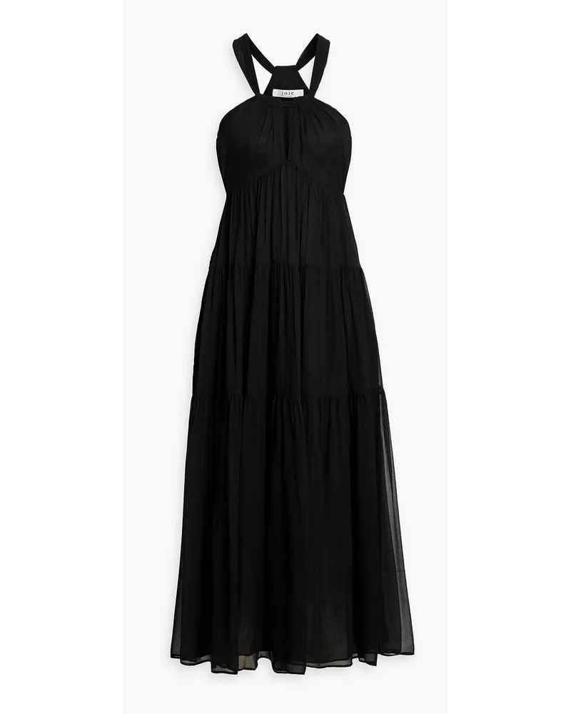 Joie Marcy tiered silk-georgette midi dress - Black Black