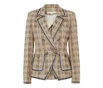 Theron double-breasted checked bouclé-tweed blazer - Brown