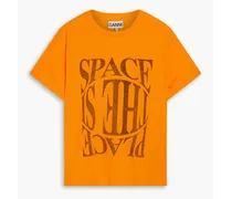 Printed cotton-jersey T-shirt - Orange