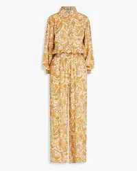 Melissa Odabash Paisley-print voile jumpsuit - Yellow Yellow