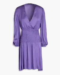 Maje Shirred satin mini dress - Purple Purple