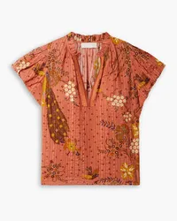 Ulla Johnson Kai printed cotton-blend seersucker blouse - Orange Orange