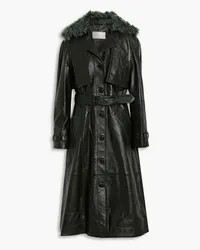 Zimmermann Rhythm shearling-trimmed leather trench coat - Green Green