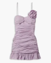 LoveShackFancy Jessilyn appliquéd cutout ruched poplin mini dress - Purple Purple