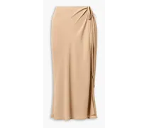 Crepe midi wrap skirt - Brown