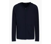 Linen-blend zip-up hoodie - Blue