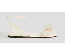 Appliquéd leather sandals - White