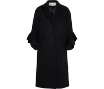 Ruffled wool and cashmere-blend felt coat - Black