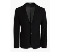 Mélange wool and cotton-blend blazer - Black