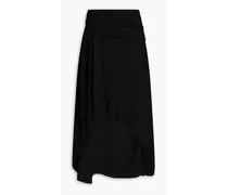 Elya pleated crepe midi skirt - Black