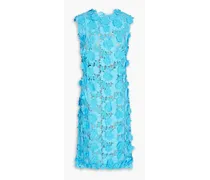 Cotton guipure lace midi dress - Blue