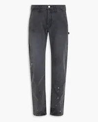 John Elliott + Co Slim-fit painted cotton-canvas pants - Gray Gray