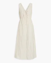 Frame Denim Gathered crinkled-poplin midi dress - Neutral Neutral