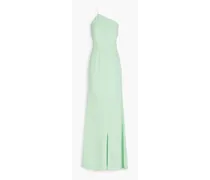 One-shoulder silk-crepe gown - Green