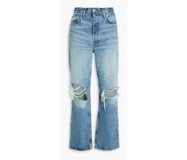 90s distressed high-rise straight-leg jeans - Blue