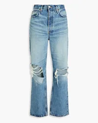 RE/DONE 90s distressed high-rise straight-leg jeans - Blue Blue