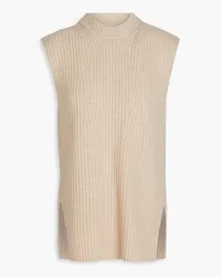 Vince Ribbed wool and cashmere-blend top - Neutral Neutral