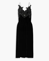 Zimmermann Appliquéd tulle-trimmed velvet midi dress - Black Black