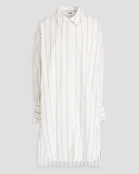 Claudie Pierlot Striped cotton and linen-blend gauze mini shirt dress - White White