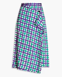 3.1 phillip lim Wrap-effect checked crepe midi skirt - Purple Purple