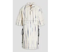 Tie-dyed cotton-twill mini dress - White