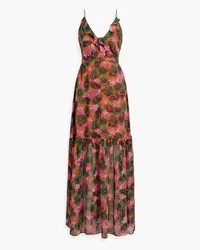 Saloni Ani ruffled printed silk-chiffon maxi dress - Orange Orange