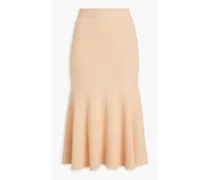Fluted ribbed-knit midi skirt - Orange