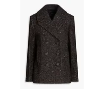 Portelet double-breasted wool-blend tweed jacket - Black