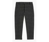 Cropped checked wool-jacquard tapered pants - Black