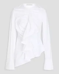 palmer//harding Ruffled cotton-poplin top - White White