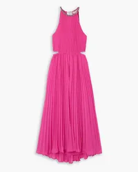 Michael Kors Cutout embellished plissé-georgette midi dress - Pink Pink