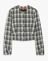 Commission Cropped checked wool and silk-blend jacket - Black Black