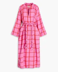 Mara Hoffman Lysa checked cotton-jacquard midi dress - Pink Pink