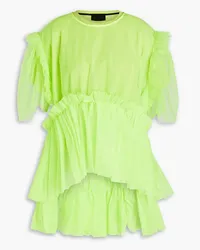 RED Valentino Ruffled neon tulle T-shirt - Yellow Yellow