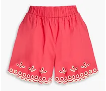 Broderie anglaise cotton-blend shorts - Orange
