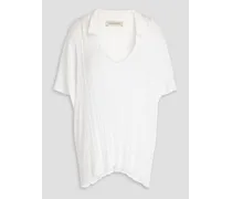 Ribbed-knit polo shirt - White