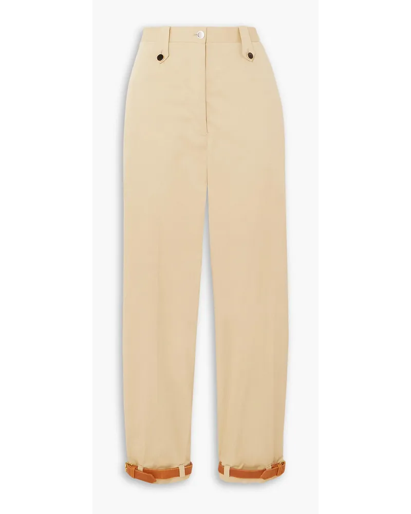Giuliva Heritage Collection Space for Giants The Denys leather-trimmed cotton-blend pants - Neutral Neutral